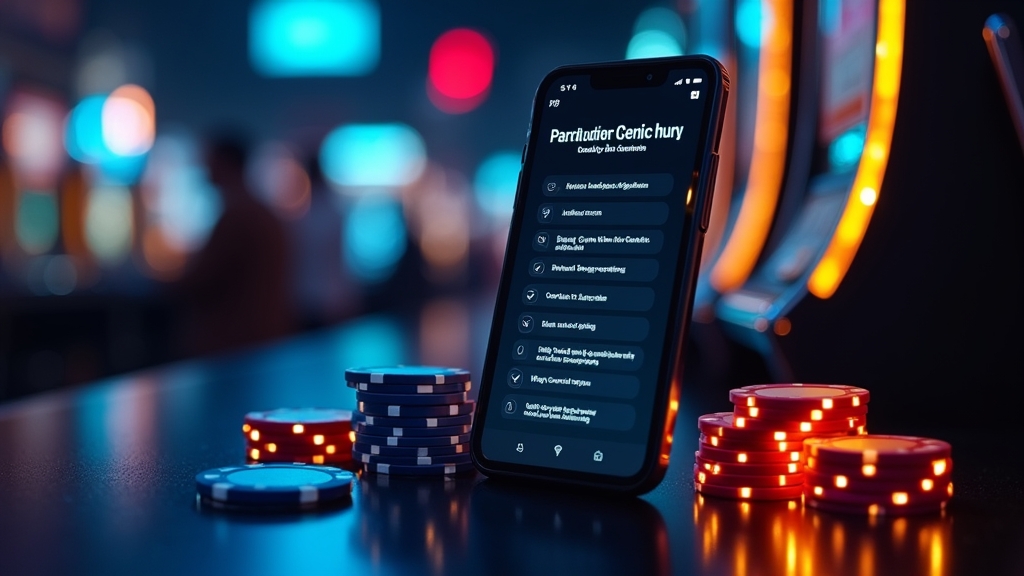 Teléfono Android con una tabla de compatibilidad para la app de casino